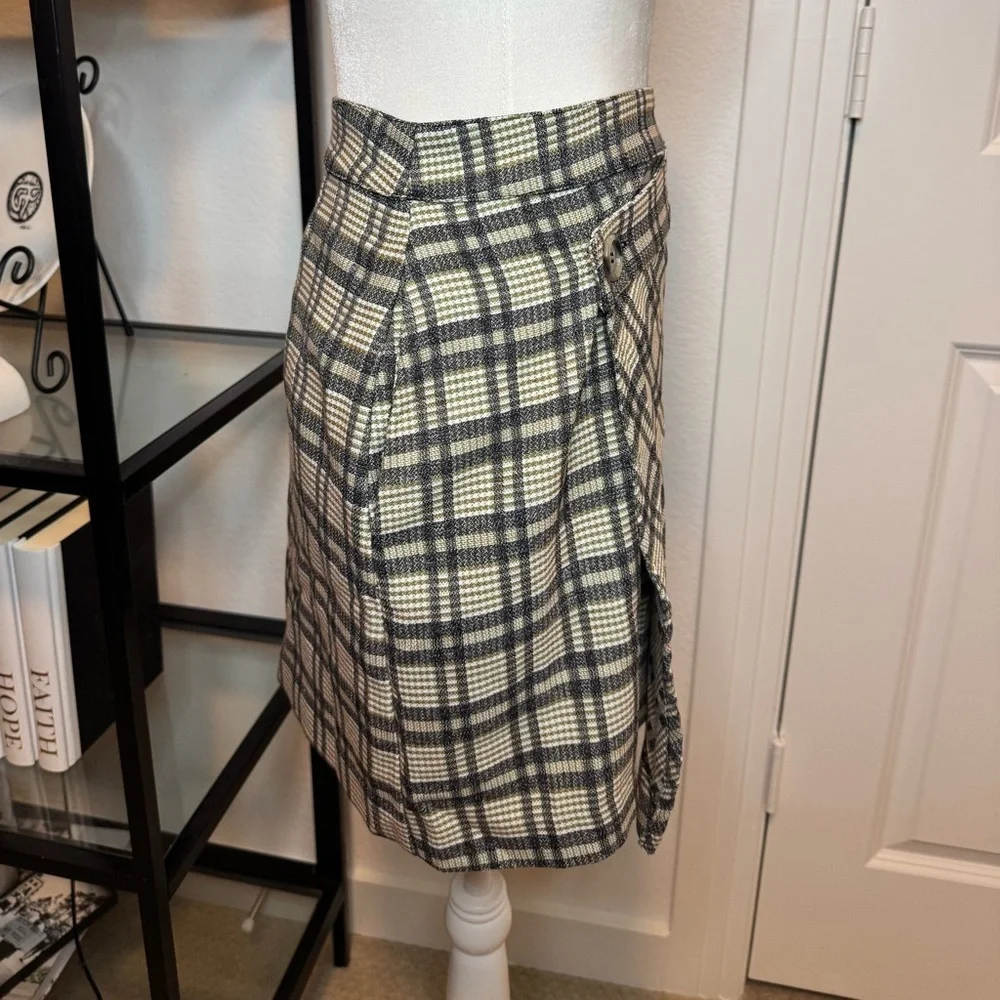 NWT LINE & DOT Lisa Plaid Mini Wrap Skirt Green Multi Size S